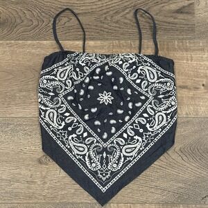 90s‎ Y2K Handkerchief Top Womens Size S Vintage Smocked Indie Festival Western